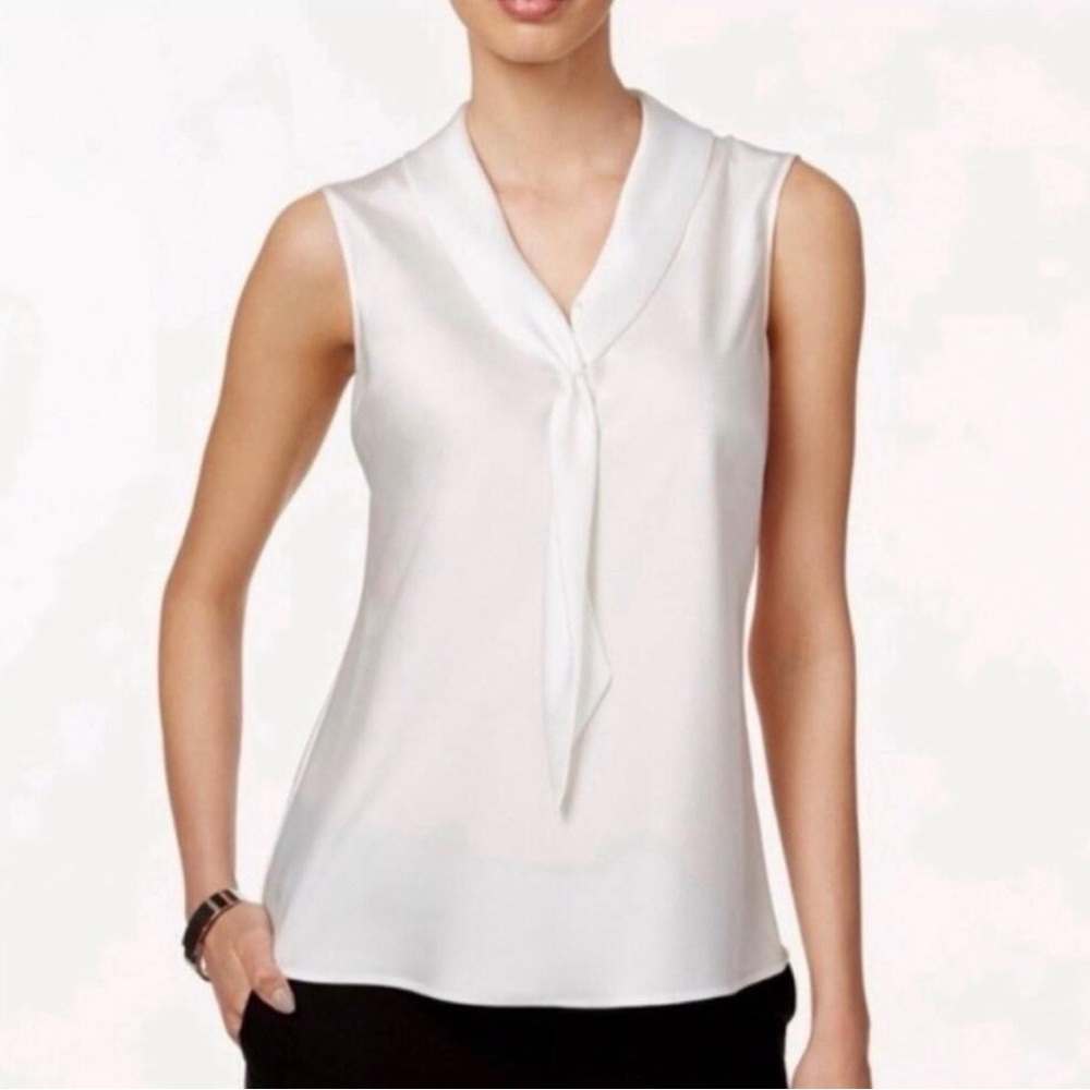Tahari ASL Ivory Sleeveless Blouse